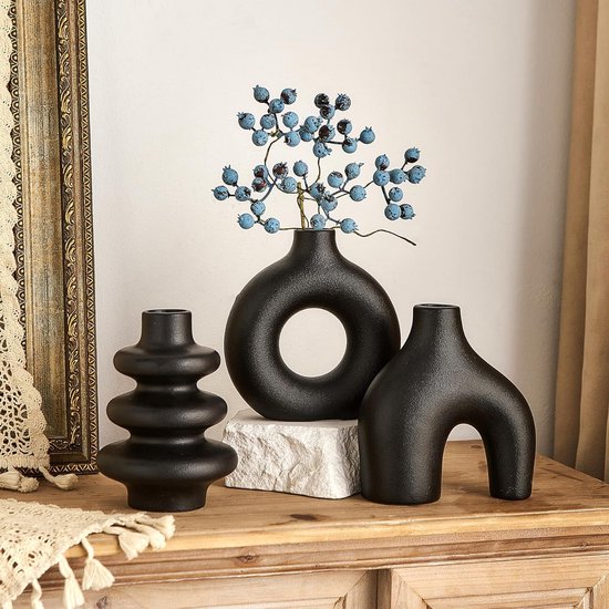 Donut keramische vazen set van 2 - Scandinavische stijl Donut keramische vazen set van 2 - Scandinavische stijl