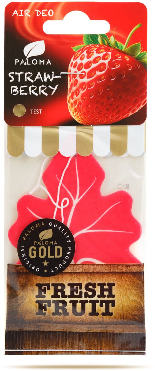 Paloma Gold Fresh Fruit Strawberry Luchtverfrisser Auto – Hangend – Langdurige Geur Min. 2 Weken – Auto & Interieur – 1 Stuk [P11031]