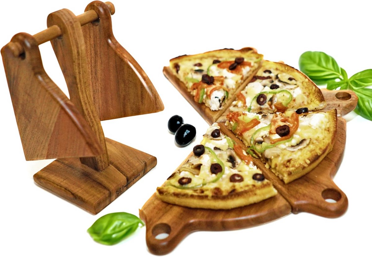 Mini serveerborden voor pizza en borrelplank - Handgesneden acaciahouten planken