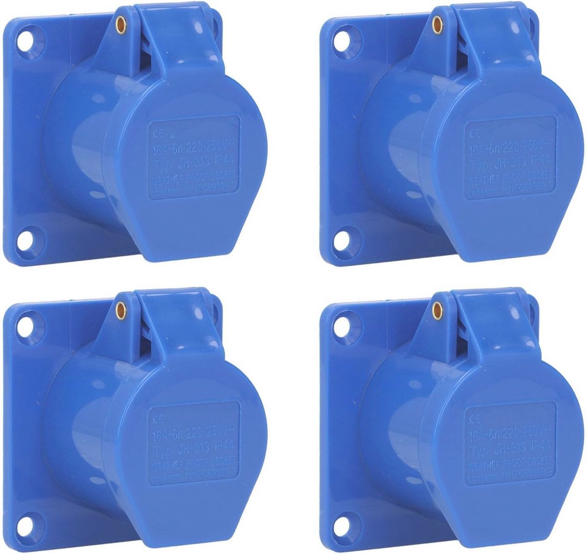 Verborgen Industrieel Stopcontact - 4 Sets 3-polig 16A - IP44 Waterdicht Voor Buitengebruik