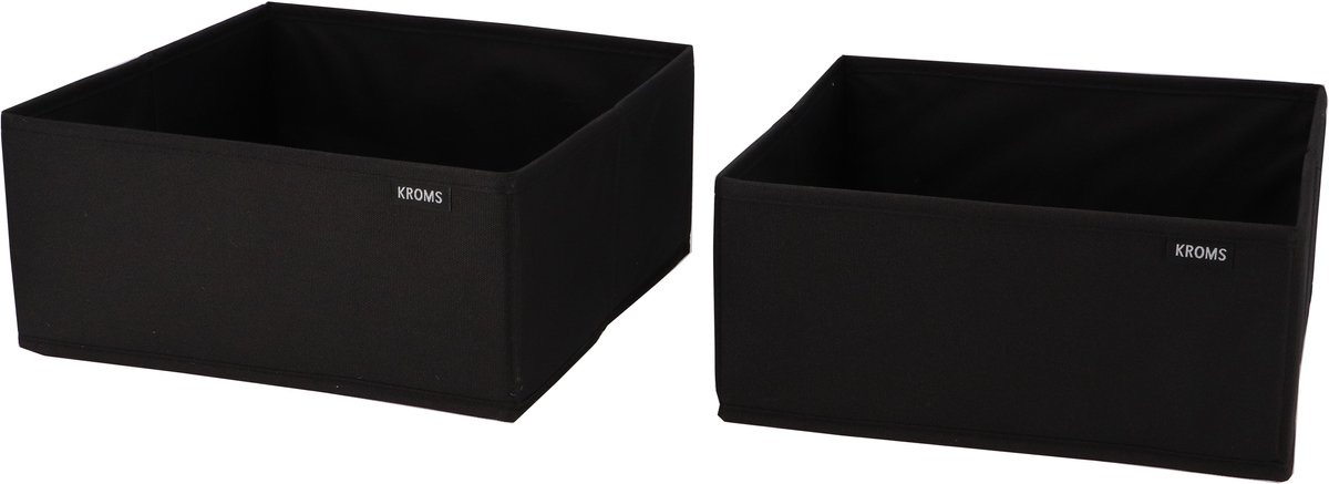 KROMS Lade organizer bakjes 28x28x13cm 2-delig - Zwart- Kleding opbergbox– Kleding organizer opbergsysteem – Lade organizer kledingkast & IKEA PAX – Kleding organizer opvouwbaar