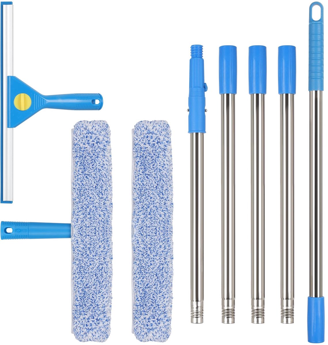 Unyqoos® Uitbreidbare raamreinigingsset met microvezel voor glas en spiegels