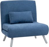 HOMCOM Chair Bed Polyester, Metall 80L x 75B x 83H cm Bleu