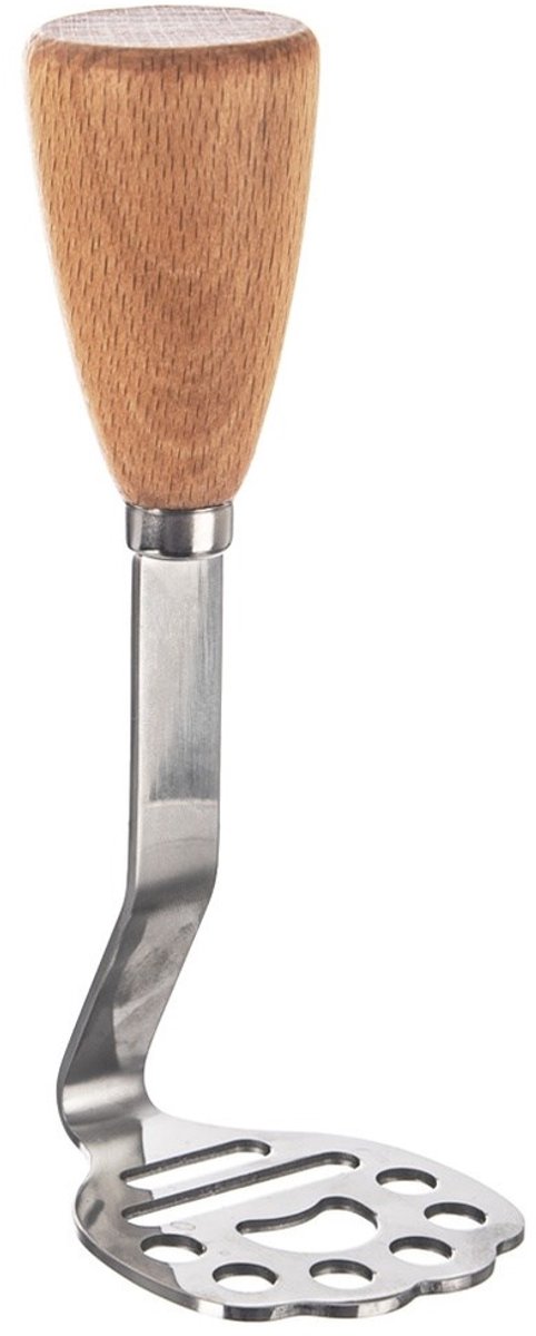 Orion - Aardappelstamper - RVS en Houten Handvat - 14,5 cm - Ergonomisch