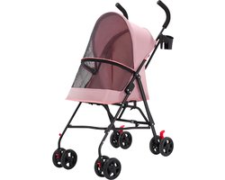 PIPIPOXER-Opvouwbare Hondenbuggy, honden- en kattenbuggy, afneembare , Roze