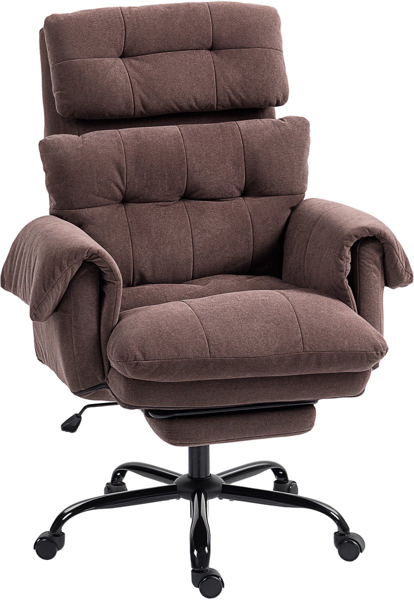HOMCOM office chair - polyester - 80 x 77 x 108-116 cm - koffiebruin