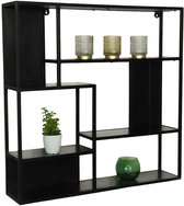 Estantería de pared Jämijärvi con 6 compartimentos abiertos acero 90 x 120 x 18 cm - Negro mate