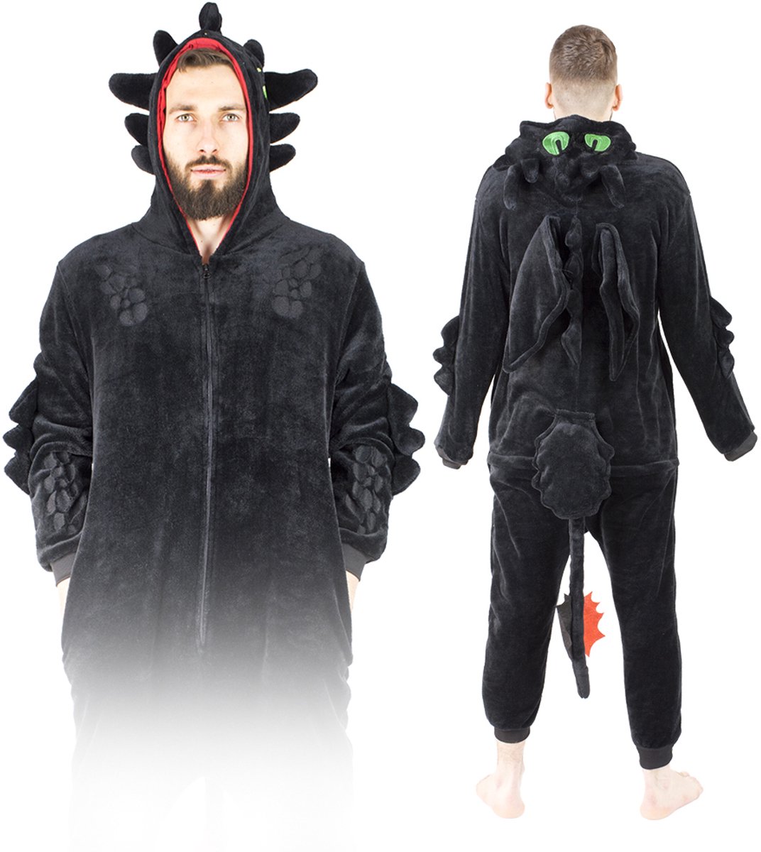 Onesies - Kigurumi Onesie - Drachenpyjama - Nocna Furia - Heren - Maat L