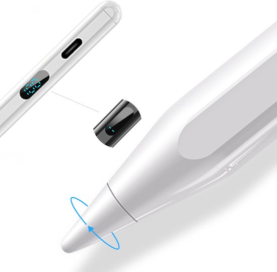 STILVORA Styluspennen - Touchscreen Pen Voor iPad En Android, Styluspen Met Palm Rejection, Vervangbare Tip, Oplaadbaar, Magnetische Beschermhoes - Aluminiumlegering, Wit — afbeelding 4