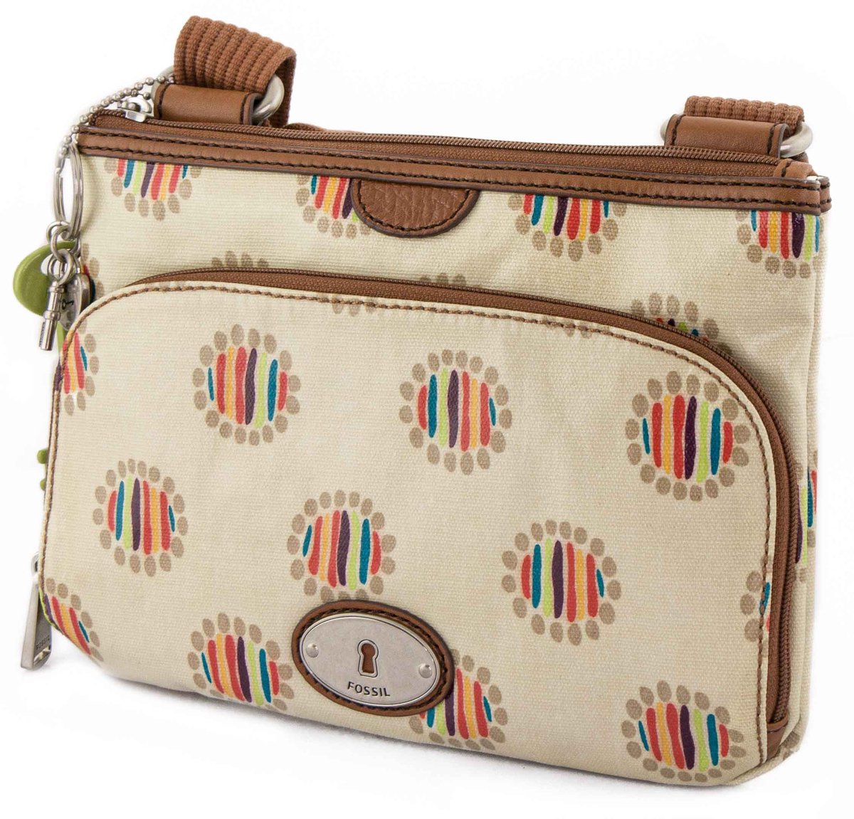 Dameshandtas Fossil Wmns Schoudertas Key-per Top Zip Dot Crème - UNI