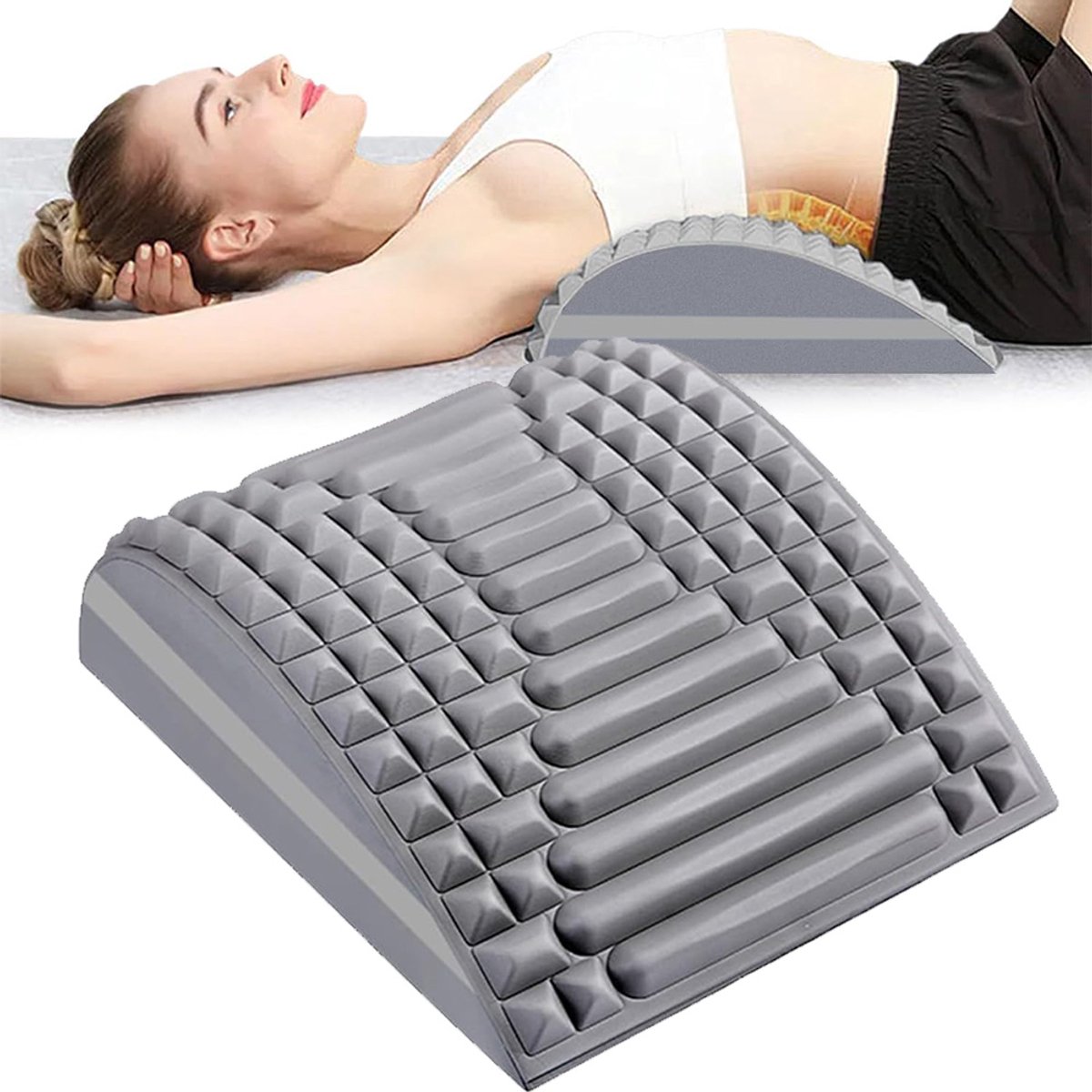Spinepal Rugstrekker - Nekstretcher - Rugstretcher - Rugkussen - Rug En Nek - Massageapparaat - Rugmassage - Rugpijn Verlichten - Spine Pal - Voor Rug De TV - Grijs