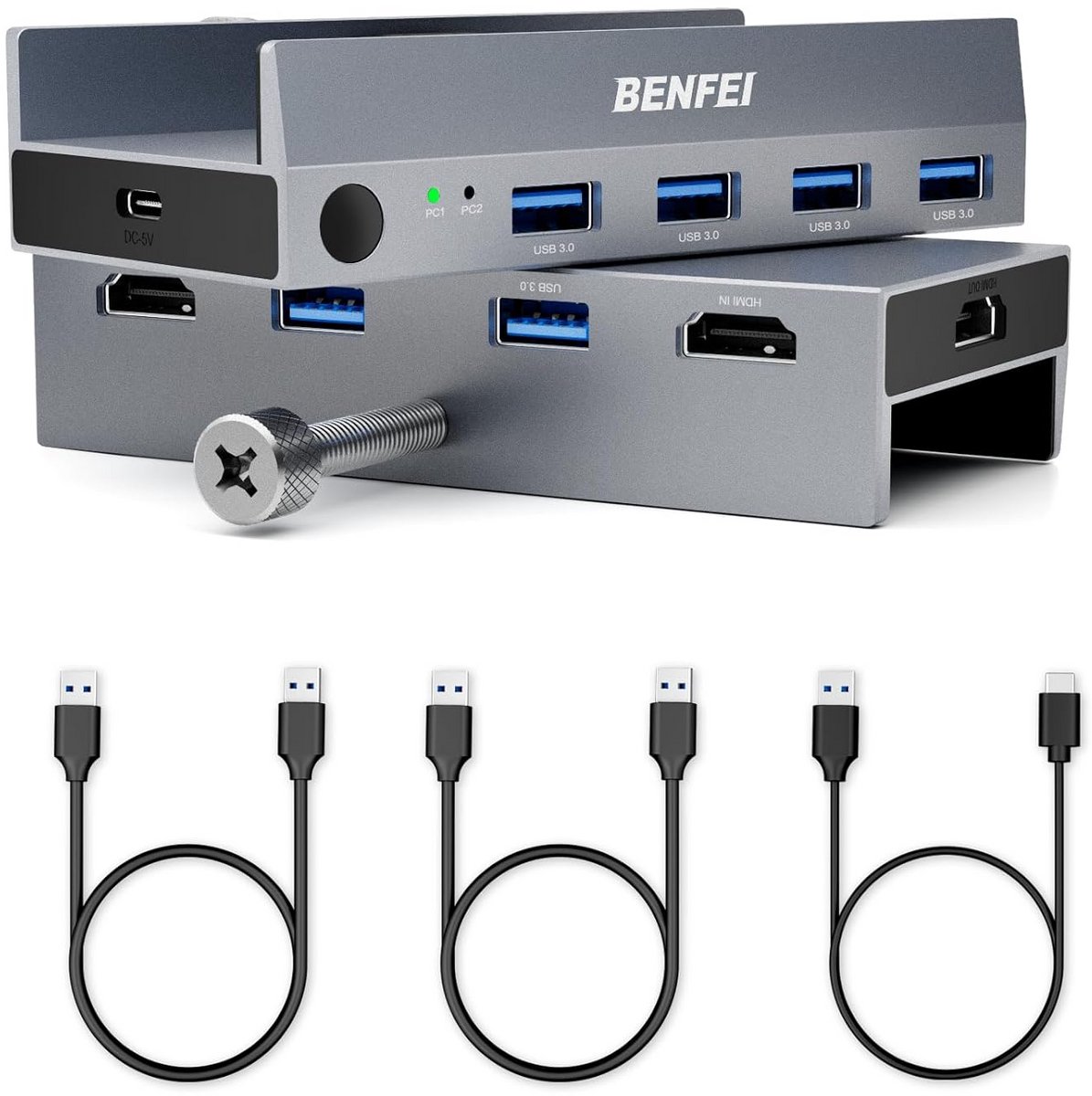 KVM Switch USB 3.0 met 8K HDMI Ondersteuning voor 2 Computers en 4 USB-apparaten