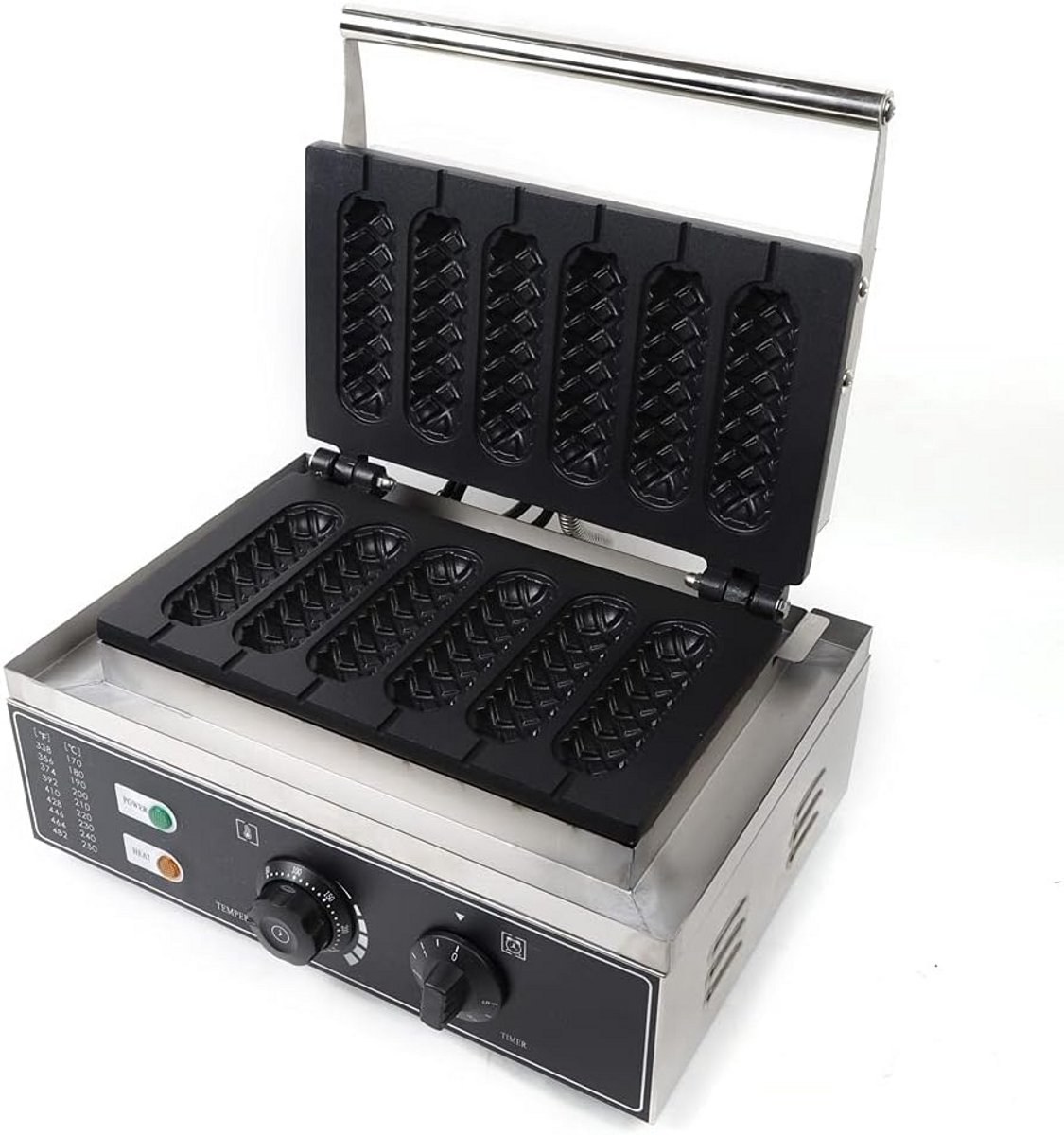 Professionele Wafelijzer RVS - 6 Wafels Tegelijk - Anti-Aanbaklaag - 1500W