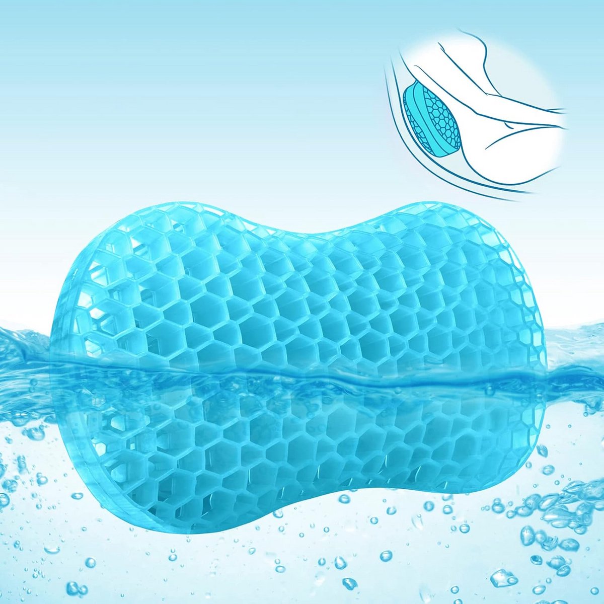 Badkussen met Gel en Antislip Zuignappen - Voor Comfort in Bad - Aqua