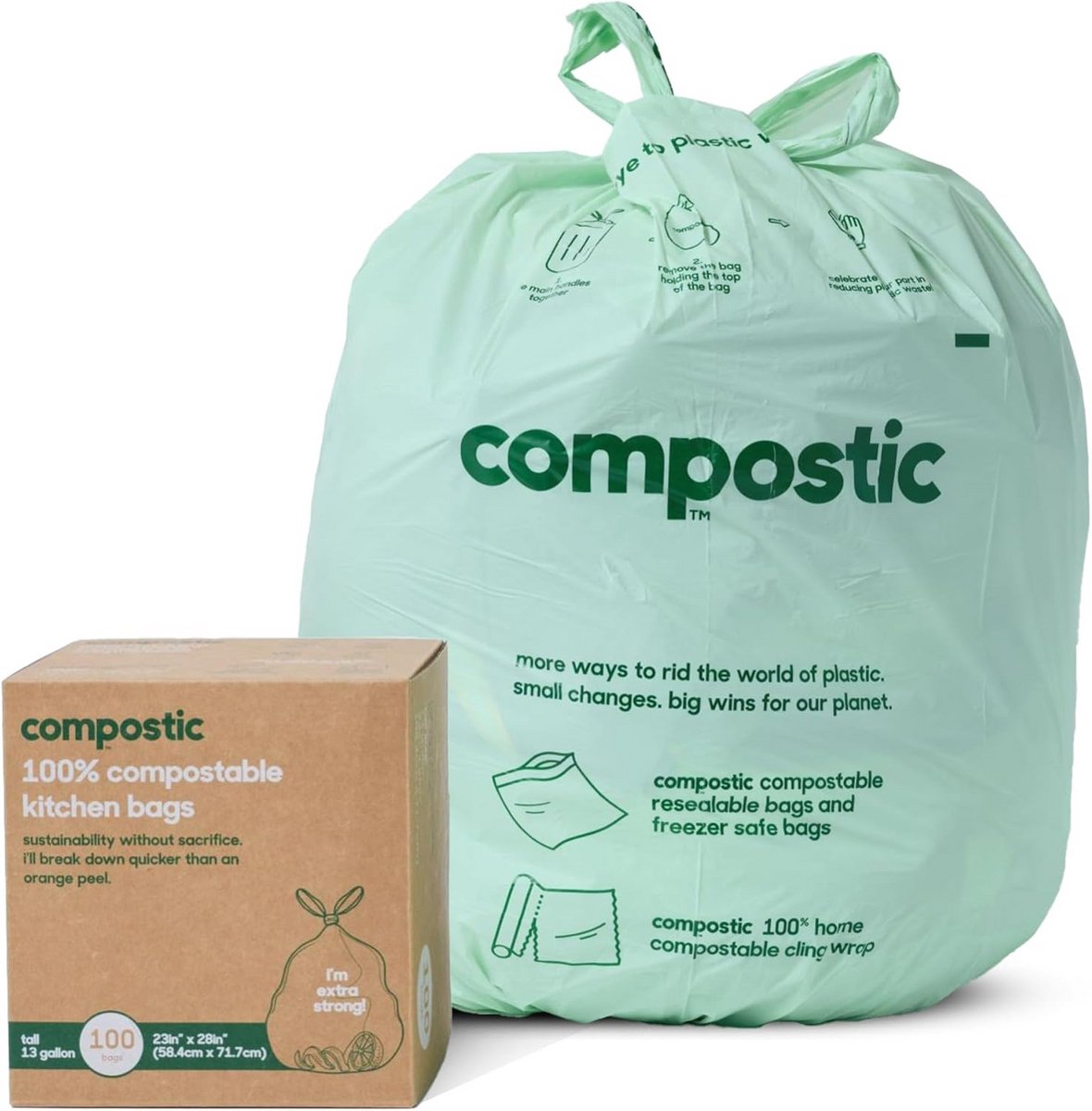 Composteerbare vuilniszakken 13 gallon 100 zakken