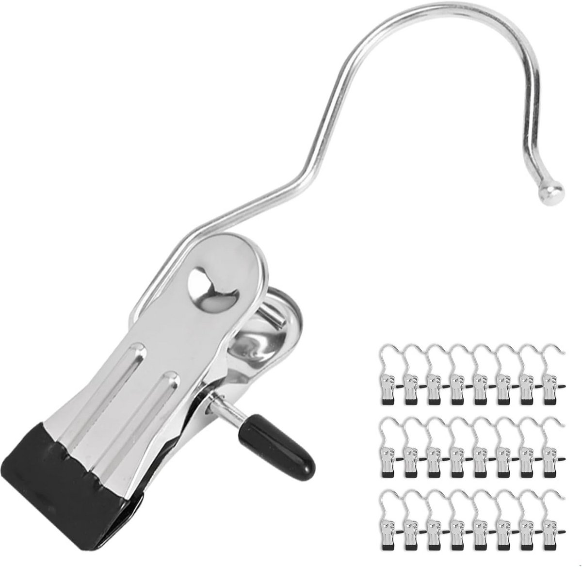 24x Multifunctionele Kledinghangers met Clips voor Kast en Waslijn