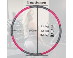 Zware hoelahoep 2,3 kg, 8-delig, 100 cm, geschikt voor volwassenen, hulahoep voor fitness en gewichtsverlies