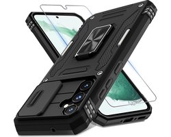 Étui Podec adapté pour Samsung Galaxy A36 / A56 - Zwart Étui de téléphone - Coque Anti-Choc Hybrid Armor avec Kickstand Ring avec Protecteur d'écran