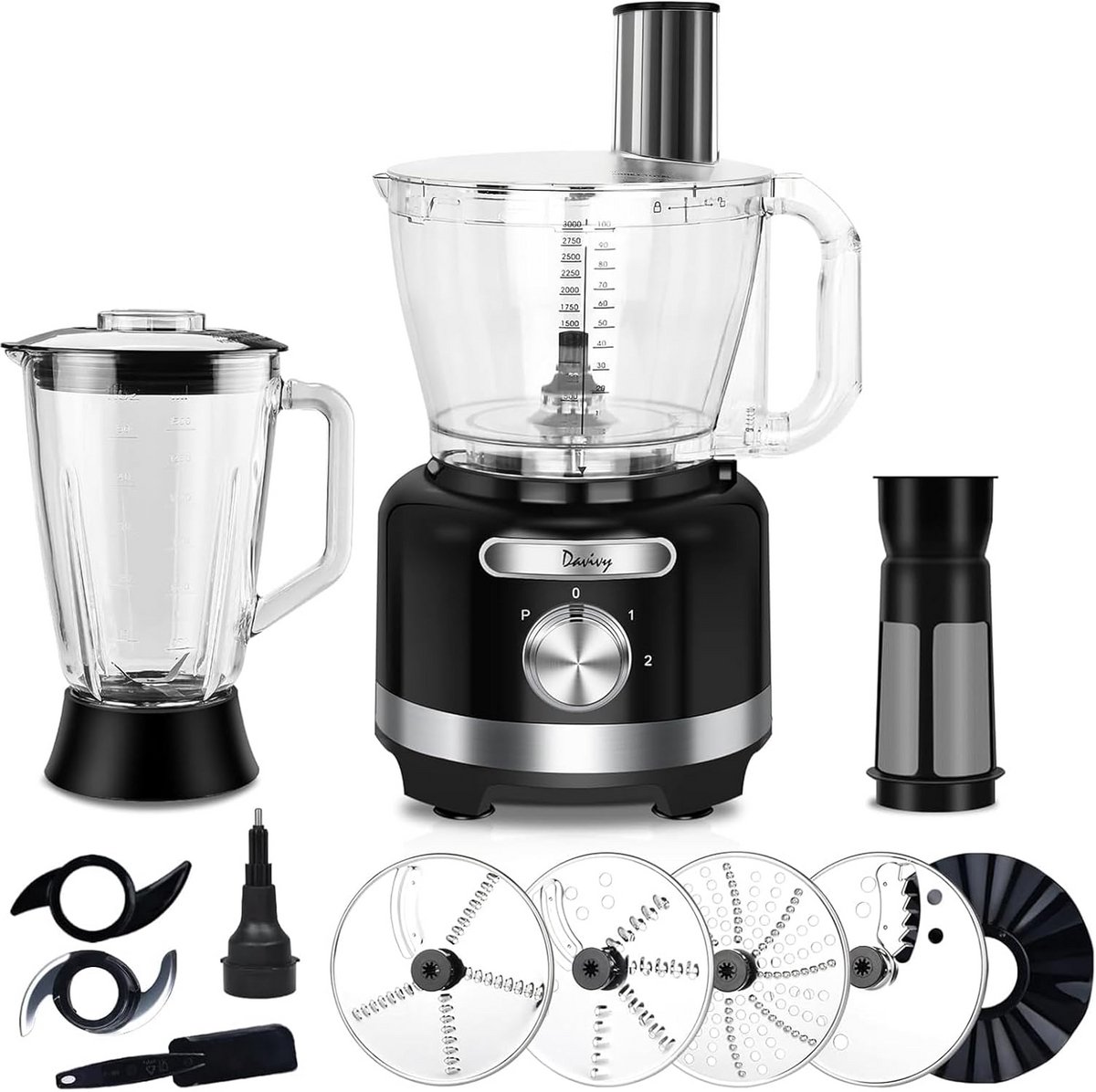 10-in-1 Combi-Mixer 600 W 3,8 L 16 Kopjes Multifunctionele Keukenmachine Vleesverwerker 6 Kopjes Glasfilter