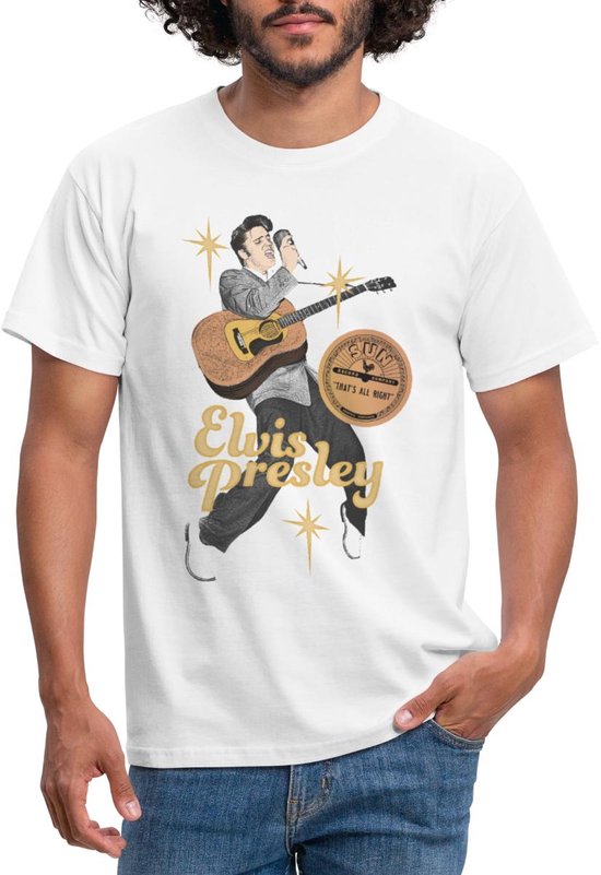 Elvis Presley Met Gitaar En Microfoon T-Shirt Heren