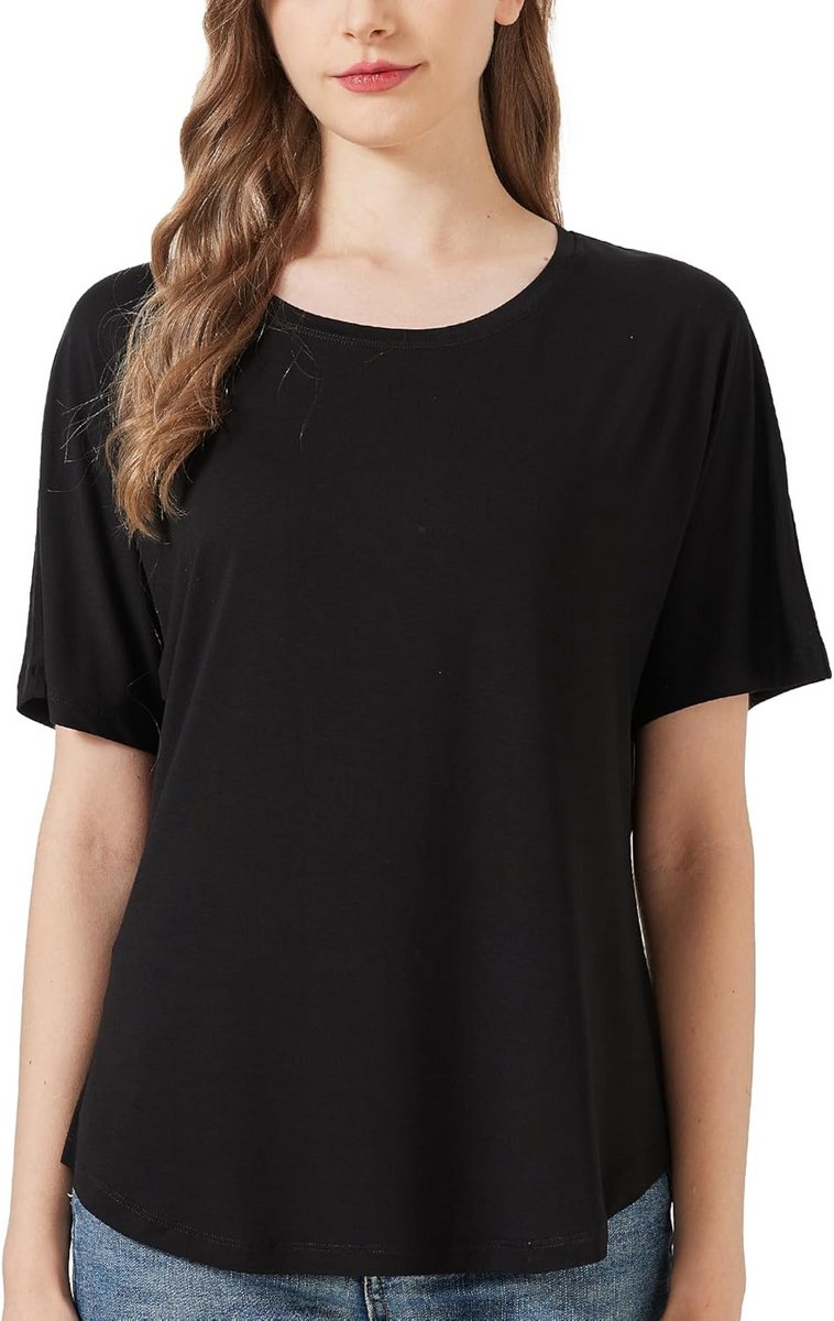 Dames Bamboe Viscose Dolman Top - Ultra Zachte Batwing T-shirt met Korte Mouwen