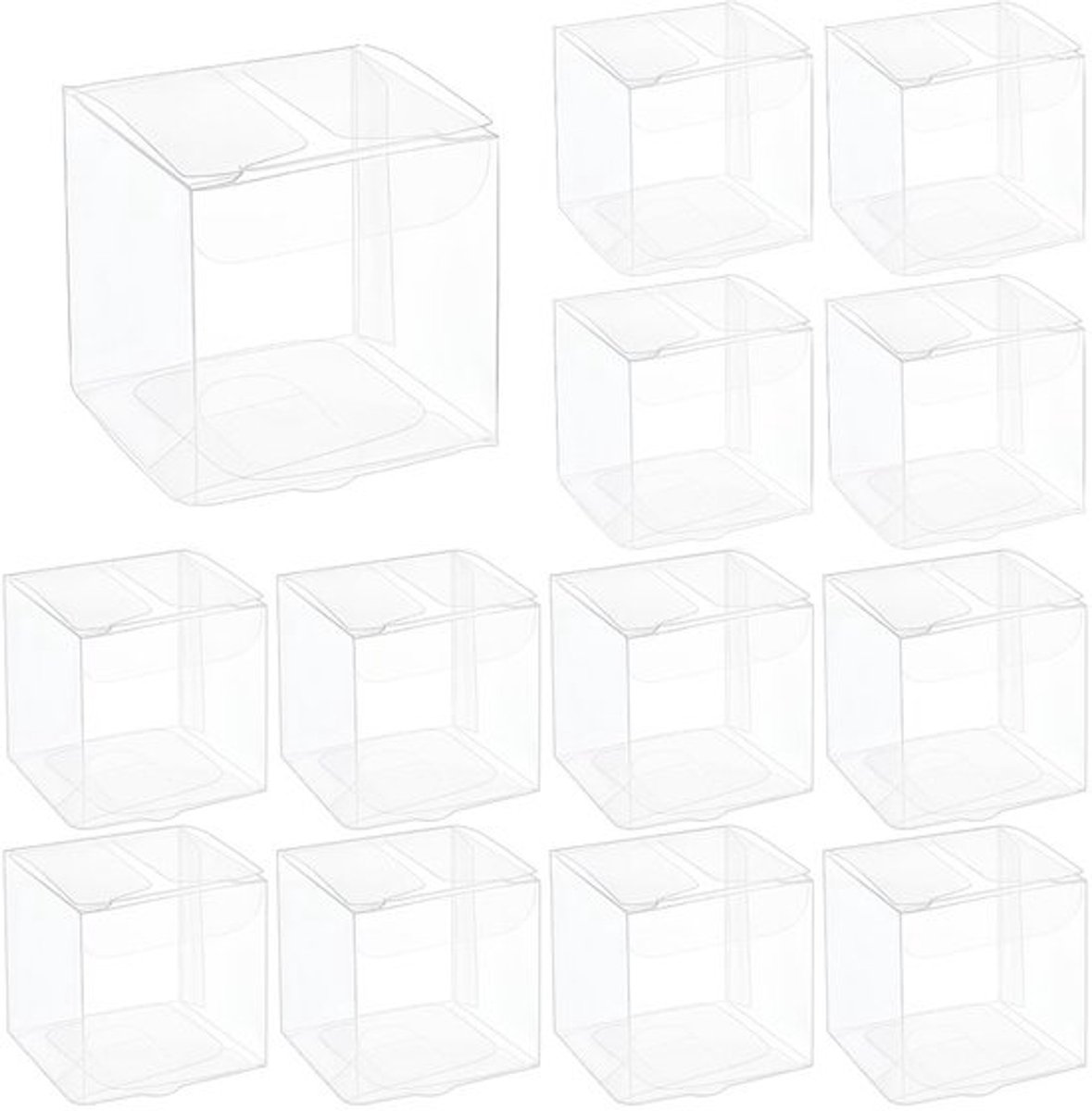 120 Transparante Kunststof Snoepdoosjes - 4x4x4 cm - Geschenkverpakking voor Bruiloften en Feestjes
