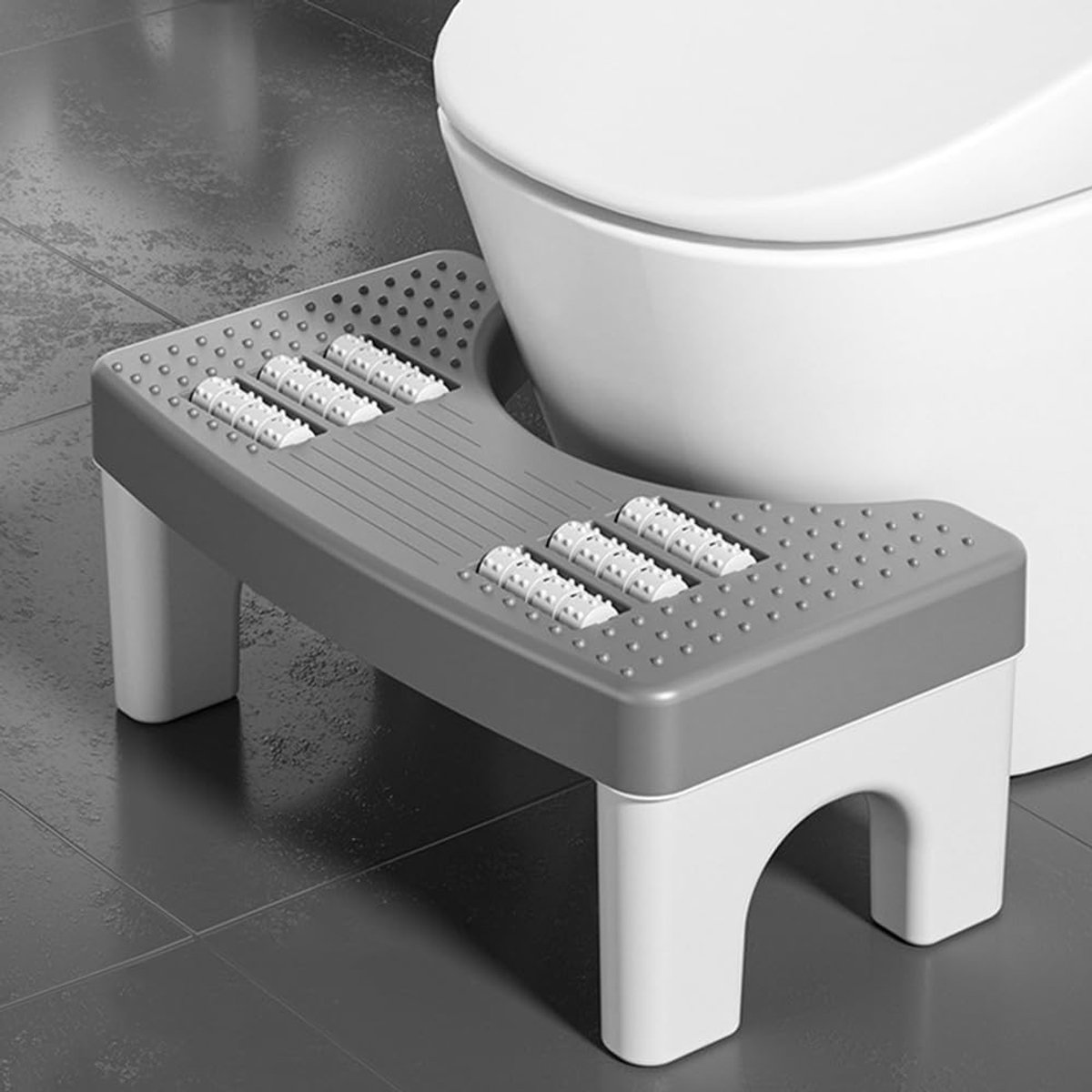 Unyqoos Ergonomische toiletkruk voor volwassenen en kinderen met antislip en hoge draagkracht grijs