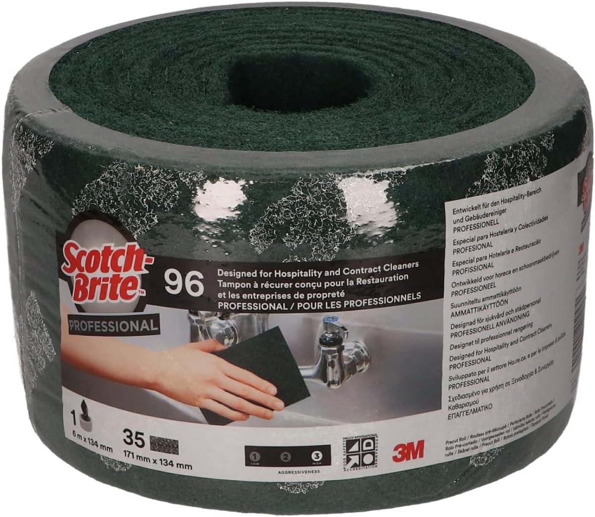 Reinigingsspons Rol 134 mm x 6 m Groen