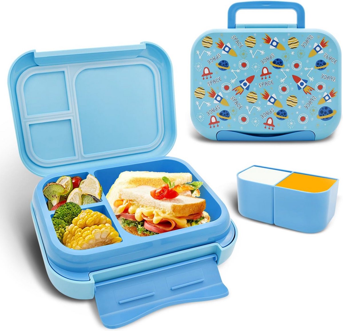 Bento-lunchbox voor kinderen met 5 compartimenten - Lekvrije lunchcontainer voor school, draagbaar en vaatwasmachinebestendig
