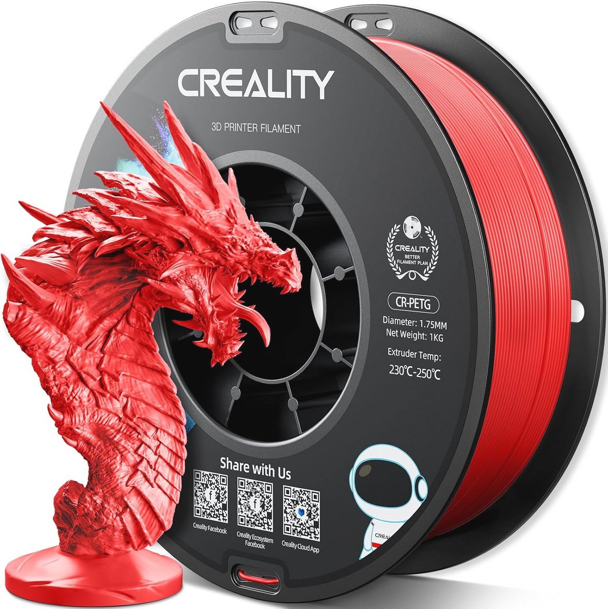 PETG Filament 1.75mm - Rood - 1kg - Hoge Precisie voor 3D Printing