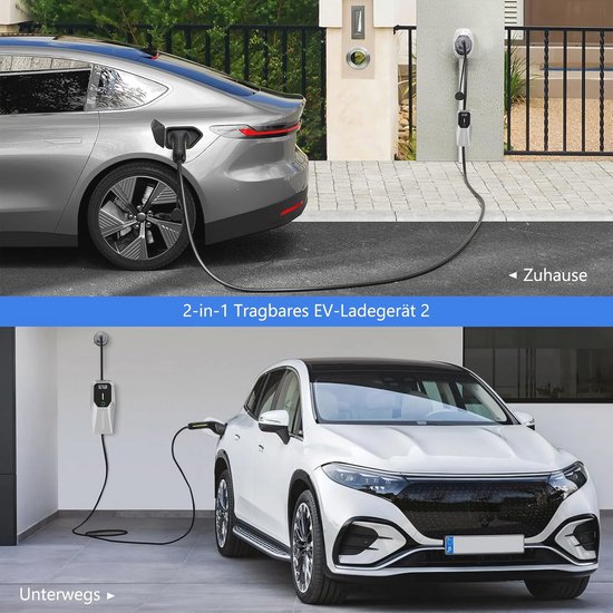 ECOPOINT 11-7.5-SPR type 2 oplaadkabel voor elektrische voertuigen, 11 kW, draagbare 3-fasen 16A, Mennekes Mode 3 oplaadkabel voor EV en PHEV (7,5 m spiraalkabel
