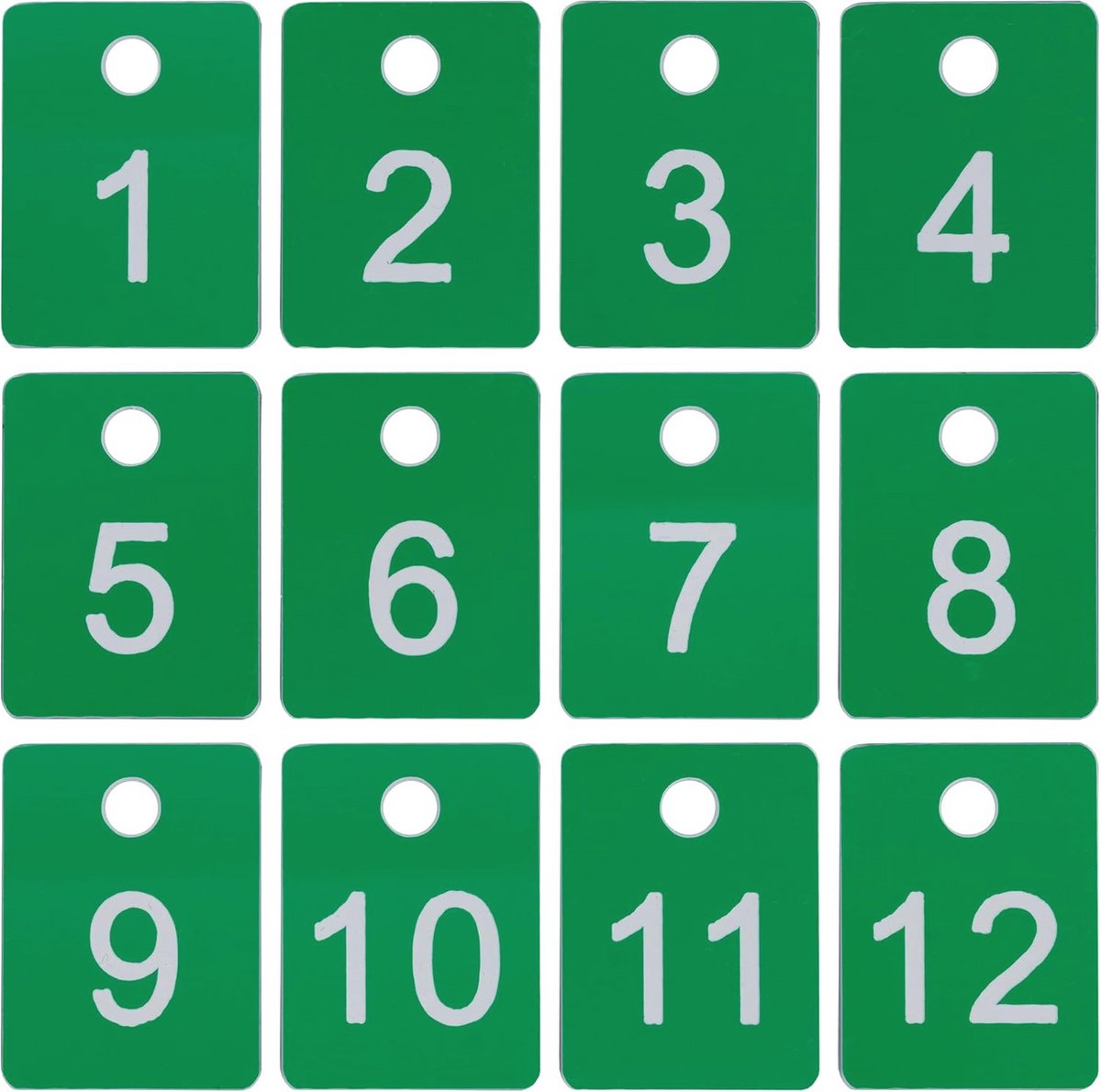 Genummerde etiketten 1-50 - Rechthoekig, ABS-kunststof, Groen