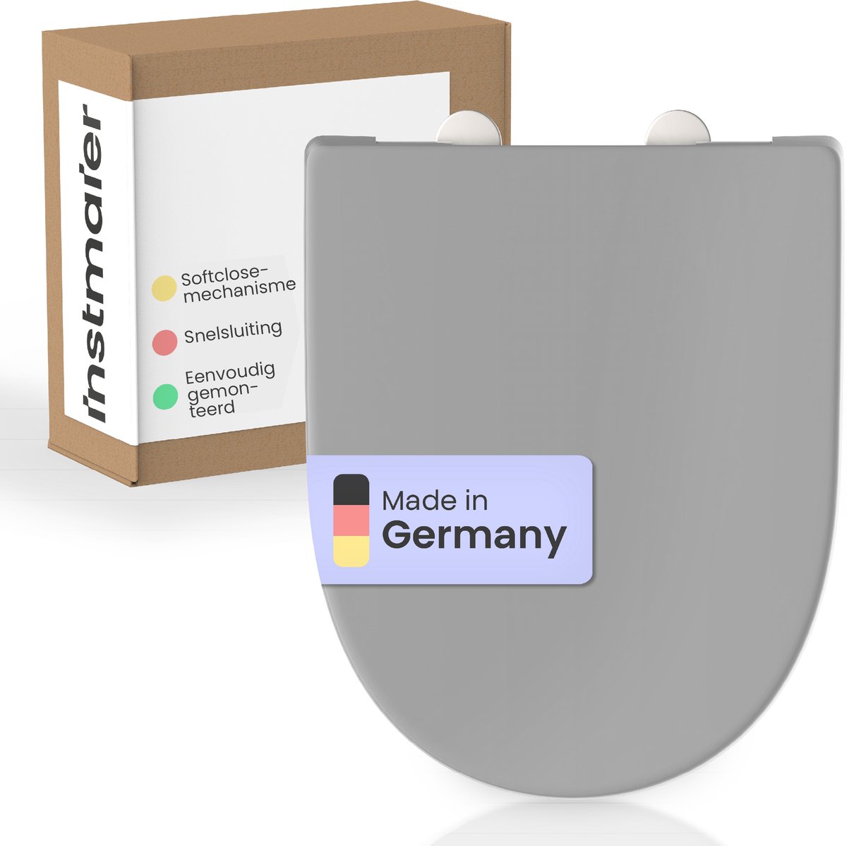instmaier Alma - toiletzitting - Made in Germany - duroplast - D-vorm - Grijs