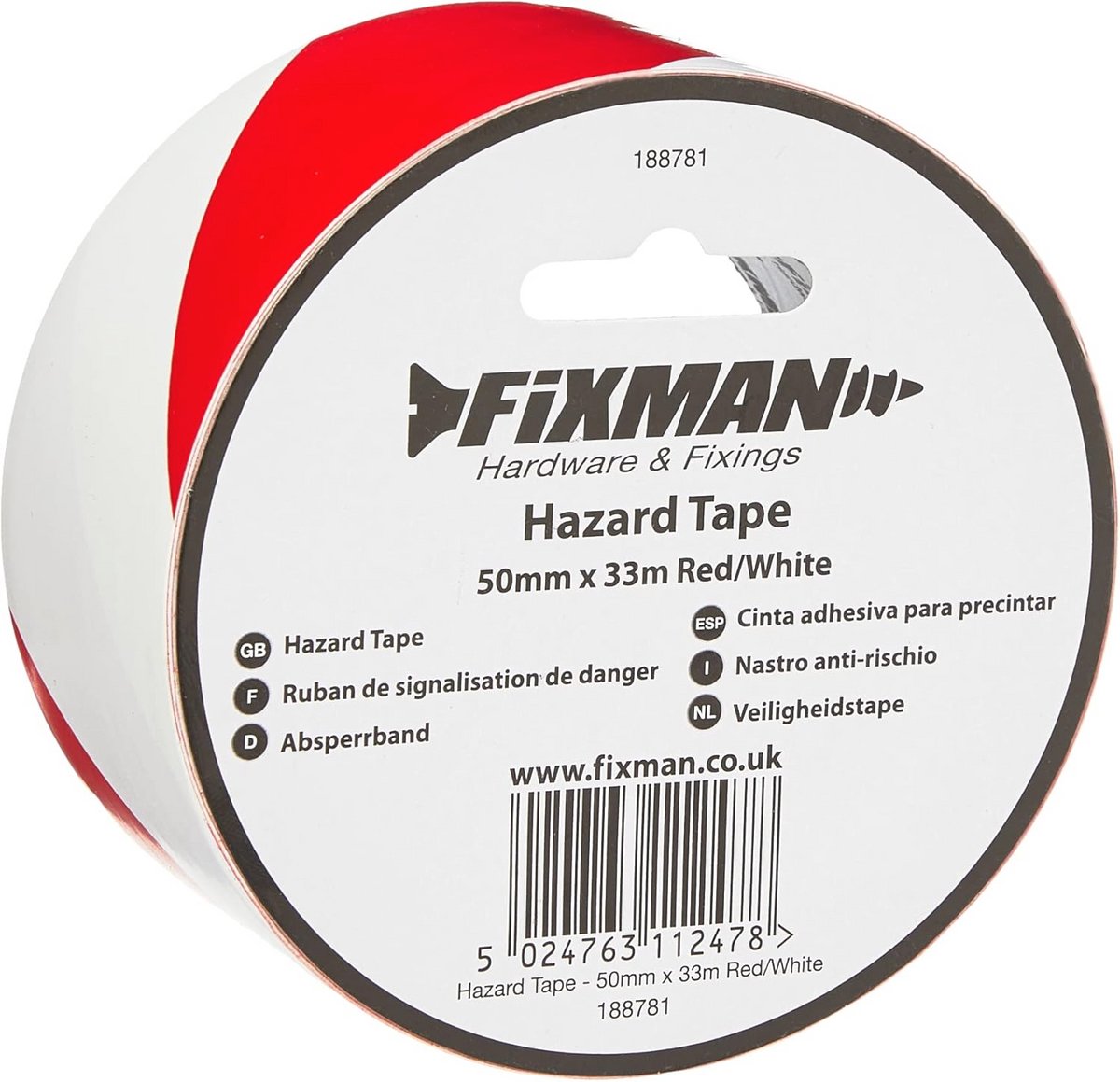 Afsluitband 50 mm x 33 m, rood-wit