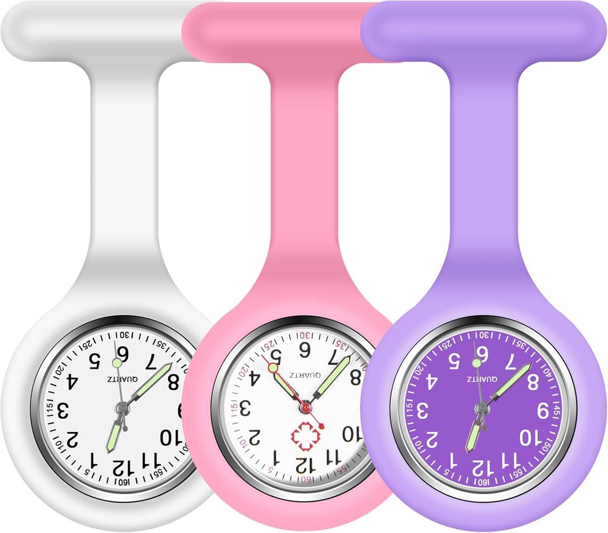 Lichtgevende Verpleegster Fob Horloges - 3 Stuks Siliconen Medische Broches voor Artsen en Verpleegkundigen