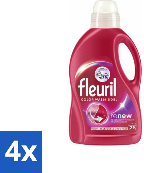 Fleuril – Wasmiddel - Color – 29 wasbeurten – 1,305 L - Voordeelverpakking - 4 stuks