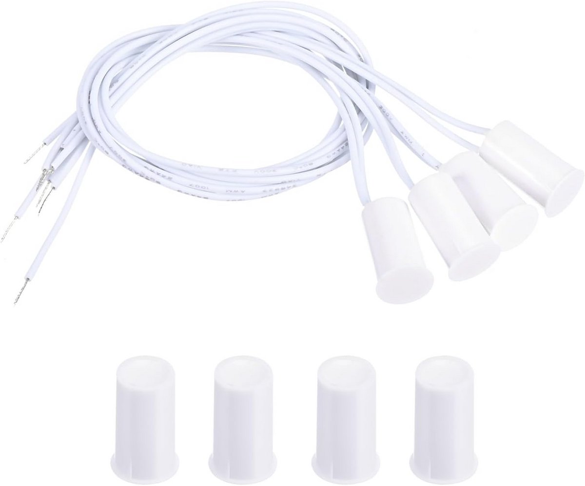 Magnetische Rietschakelaar 4-Pack - Bedrade Deur- en Raamcontacten voor Alarmsystemen