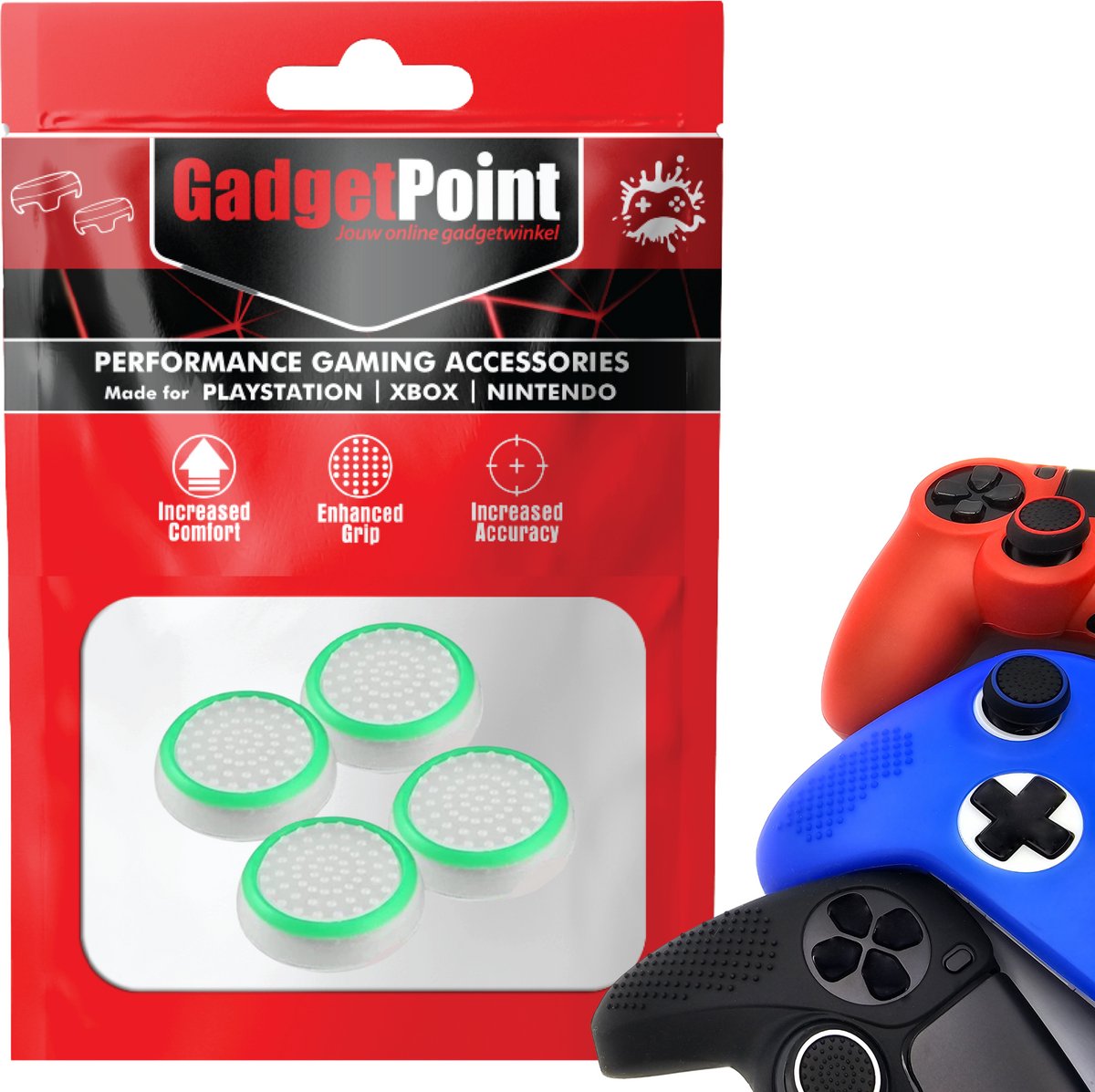 Bol.com Gadgetpoint - Thumb Grips voor PlayStation, PS5, Xbox X/S, One & Switch Pro Controller - Gaming Thumbgrips - Performance... aanbieding