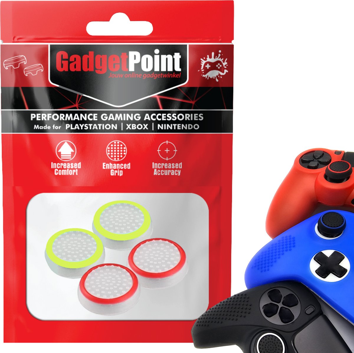Bol.com Gadgetpoint - Thumb Grips voor PlayStation, PS5, Xbox X/S, One & Switch Pro Controller - Gaming Thumbgrips - Performance... aanbieding