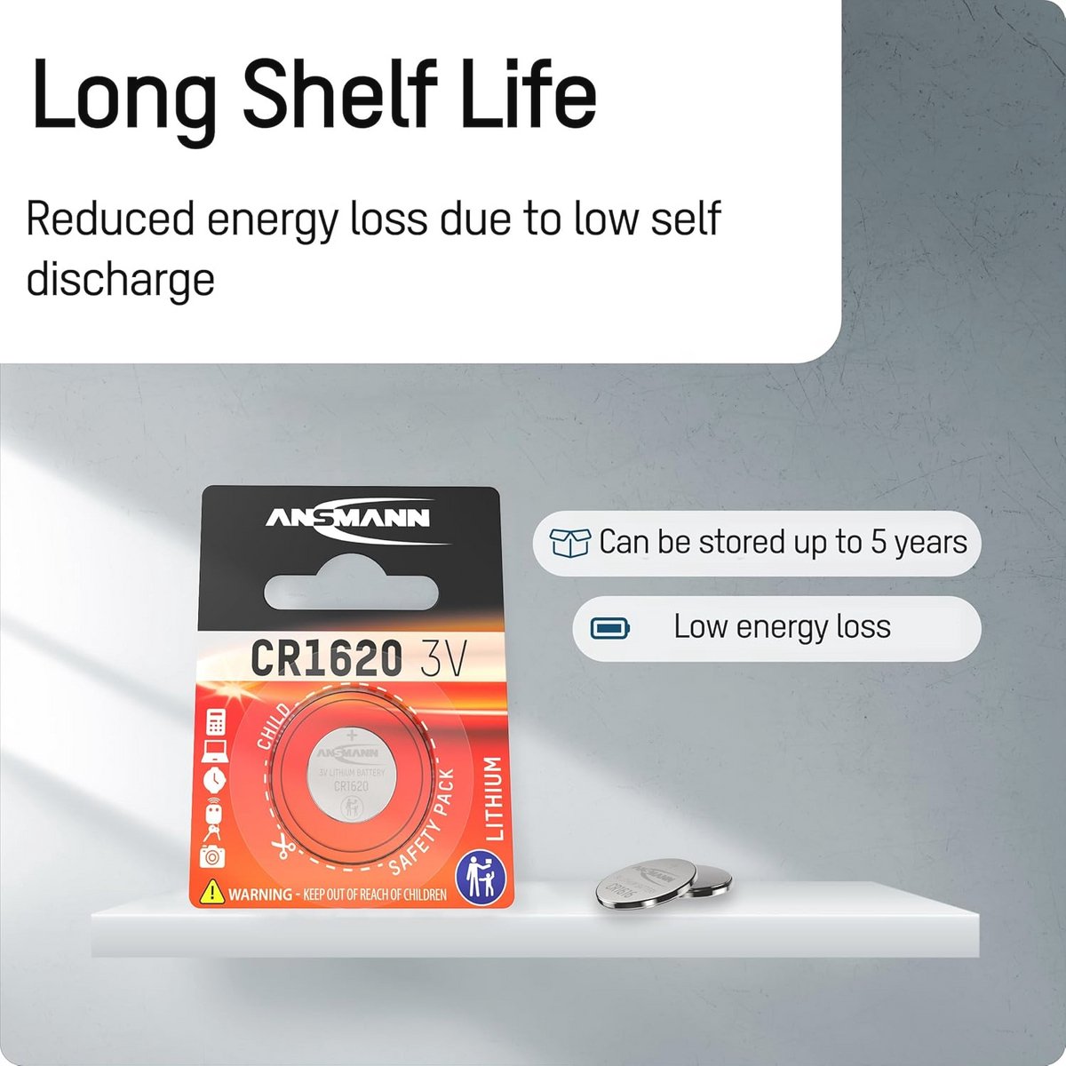 Knoopcelbatterij Lithium CR 1620 - 3V voor Diverse Toepassingen