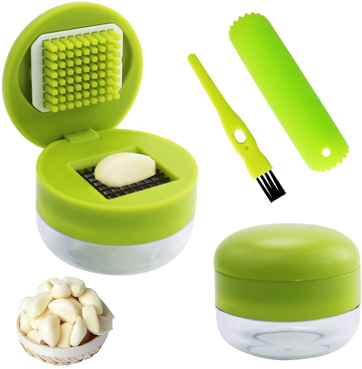 Unyqoos® Complete Knoflookpersset met Schiller, Molen en Borstel voor Keukenliefhebbers