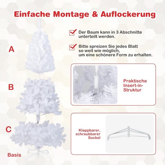 Sapin De Noël Artificiel 210 Cm - 1186 Branches PE+PVC Réaliste - Montage Rapide - Réutilisable - Socle Bois