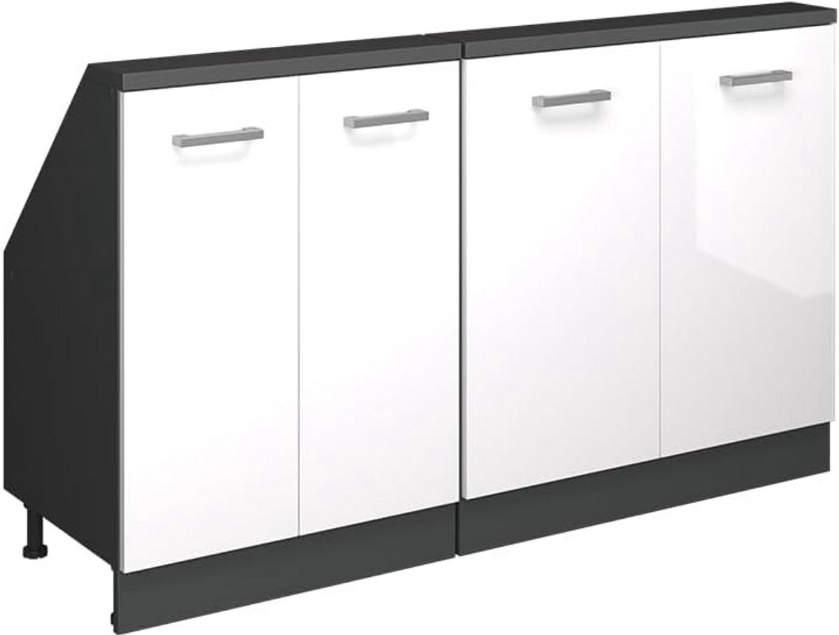 Moderne Rechte Keukenkast Set 2 Delig Hoogglans Wit Antraciet