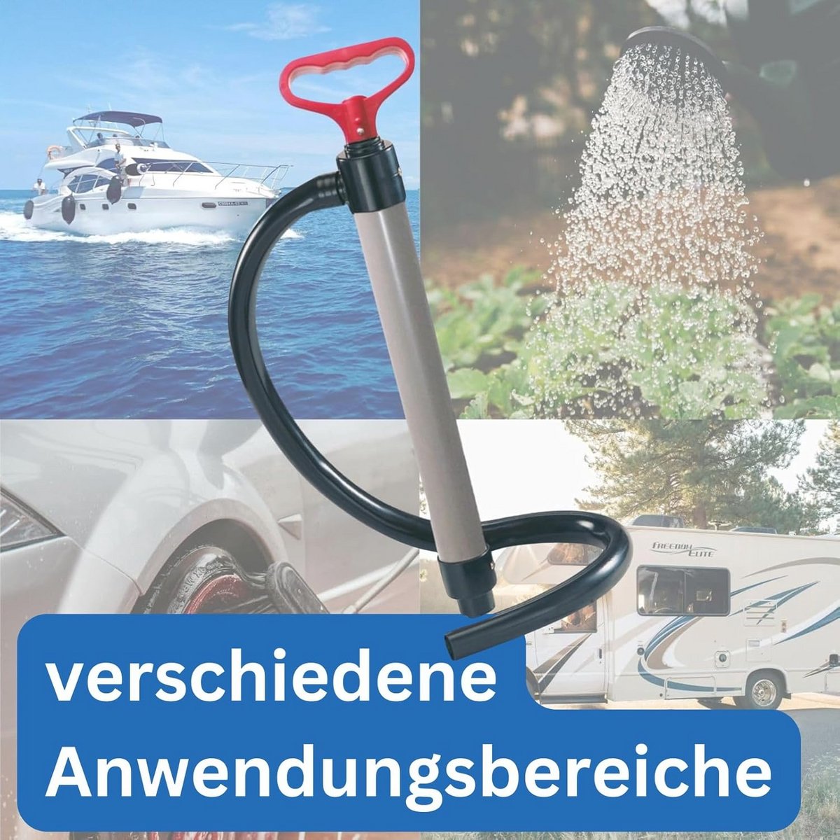 SAWESTO Handwaterpomp, 3 maten, stroomloos, voor tuin en boot, maat 390 mm, 0,59 l per slag thumbnail 2