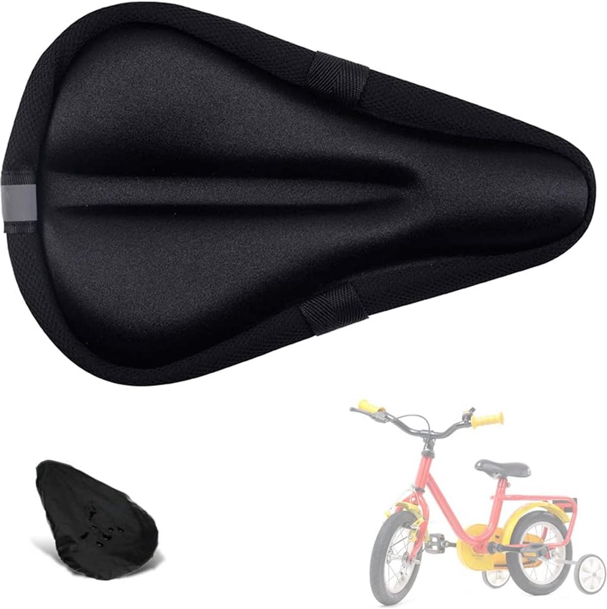 Ademende en Zachte Kinderfiets Zadelpad - 9"x6" Memory Foam met Water- en Stofbestendige Cover