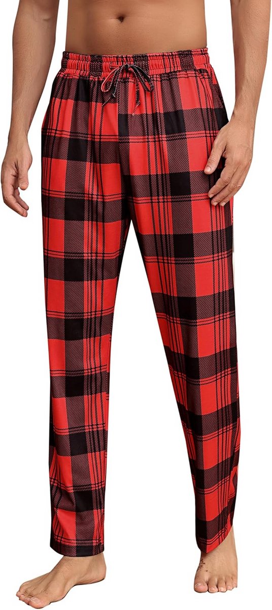 Lange Katoenen Pyjamabroek voor Heren met Zijzakken - Relaxed Schots Ruitpatroon