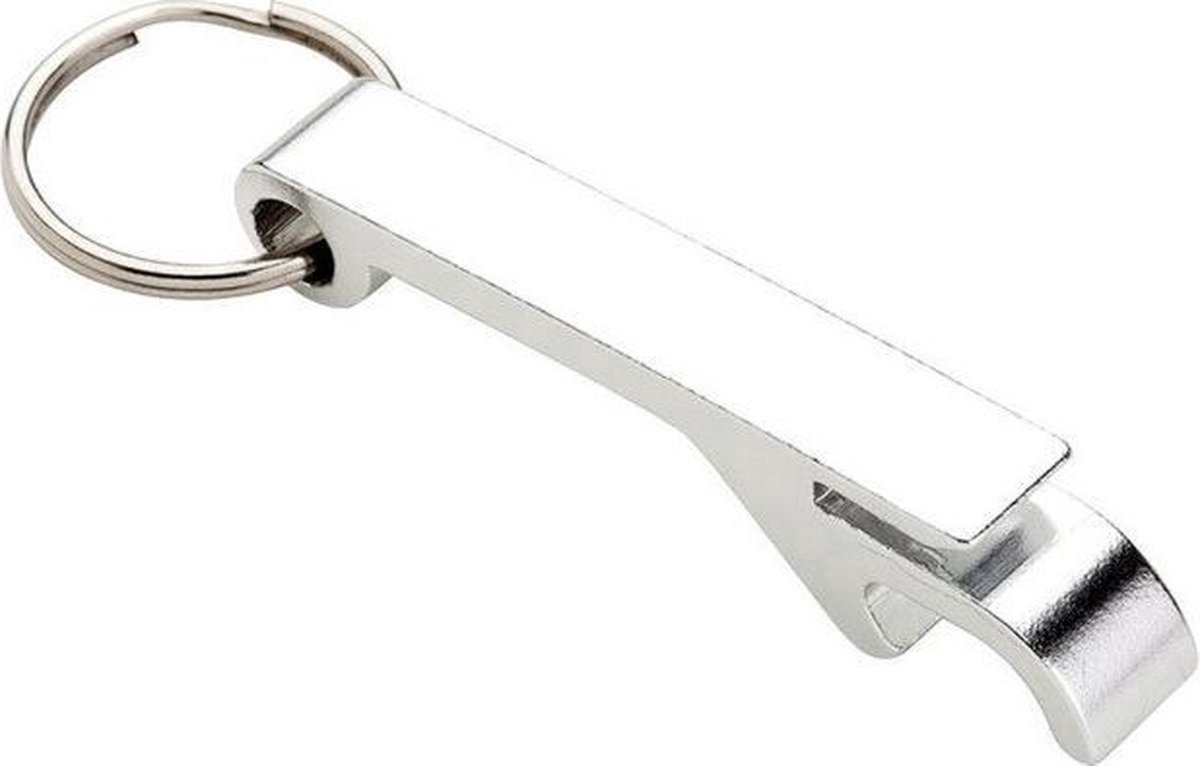 Flesopener sleutelhanger - Bierfles openen - Keychain bottle opener - Cadeau - Compact - Zilver - Jonyx