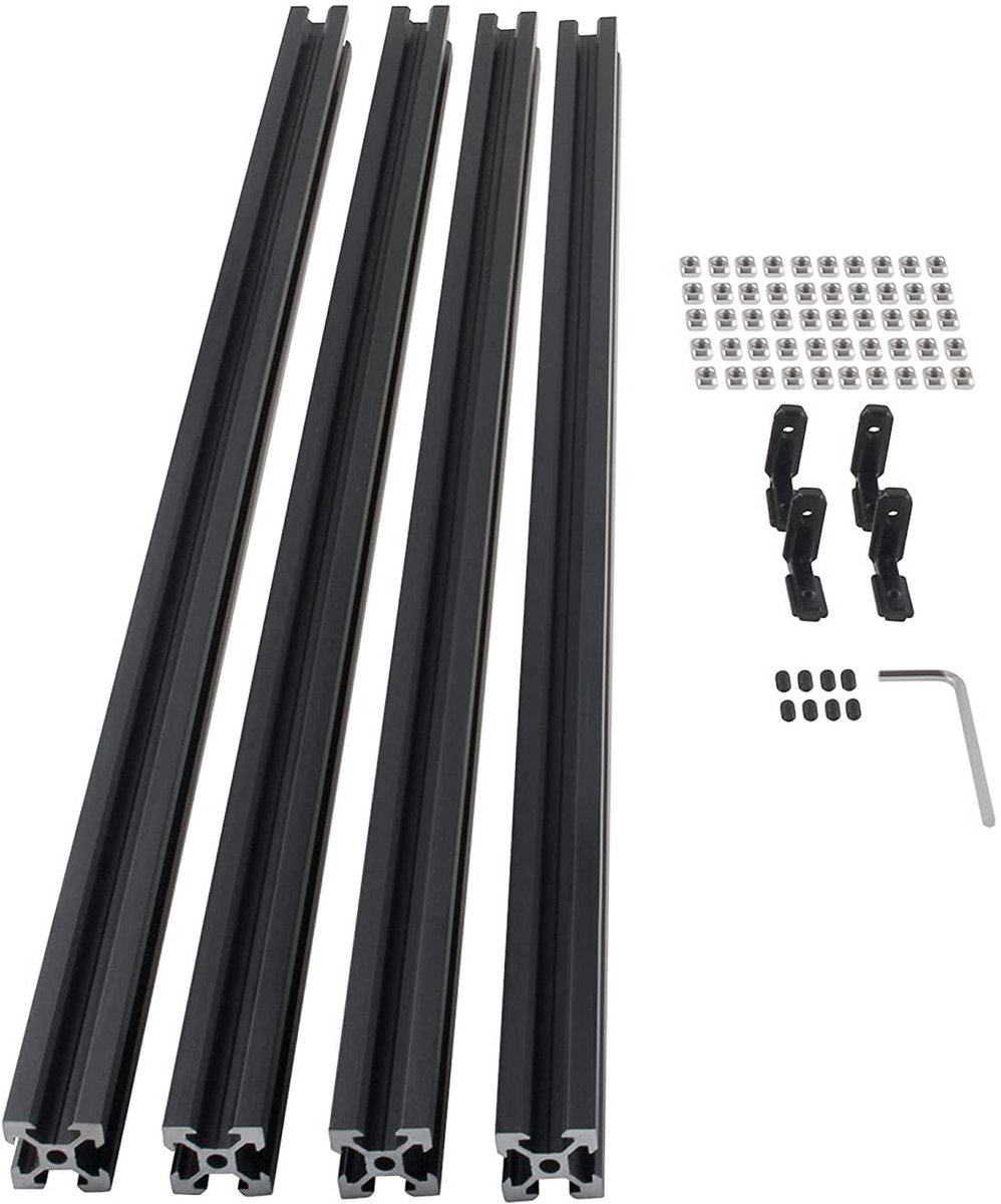 Aluminium T-profiel 2020, Geanodiseerd Zwart, 600 mm, 4 Stuks voor CNC-Machines