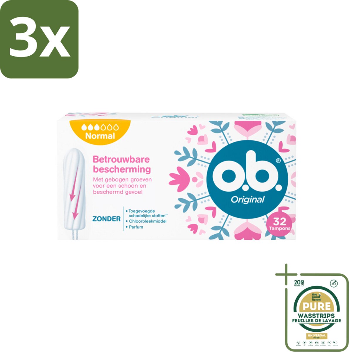 3 x o.b. – Original Tampons – Normal – 32 Tampons - Grootverpakking - Koffiezetapparaat