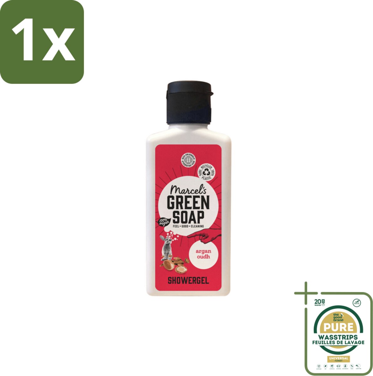 1 x Marcel's Green Soap - Douchegel - Argan & Oudh Mini - Krachtige werking - 100 ml- Douchegel Argan Oudh Mini - Natuurlijke Douchegel - Biologische Douchegel - Vegan Douchegel - Milieuvriendelijke Douchegel